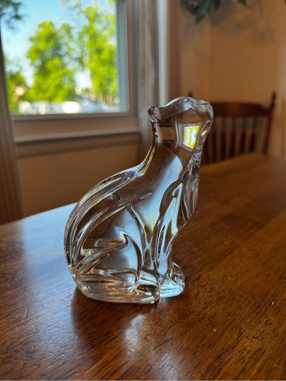 Waterford Crystal Art Glass Cat  Figurine Paperweight  Vintage 5 1/8” Ireland